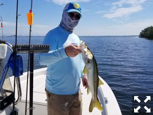 Richard Splawn with a nice snook he caught in the Bay.