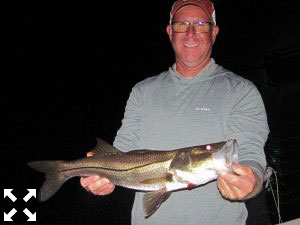 Randy Ritzenhaler, from TX, had good action catching and releasing snook on flies this past week with Capt. Rick Grassett.