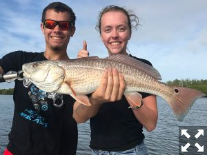 Corbin and his girlfriend Sarah, teased a nice redfish.