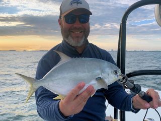 Dylan Lewis, from CO, had great action with a variety of species including pompano and blues while fly fishing deep grass flats with Capt. Rick Grassett.