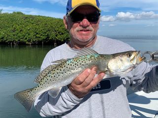 Joe Grassett, from Seaford, DE, had good action catching and releasing trout on CAL jigs with jerk worms while fishing Sarasota Bay with Capt. Rick Grassett recently.