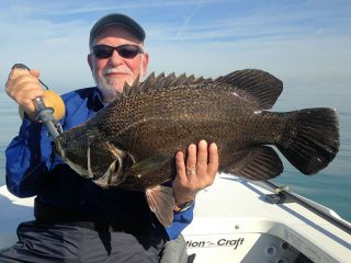 Tripletail may be an option during February depending on conditions. Martin Marlowe, from NY, caught and released this 14-lb tripletail on a Grassett Flats Minnow fly while fishing the coastal gulf with Capt. Rick Grassett in a previous February.