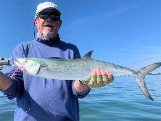 Bill Morrison, from Anna Maria, with a big Spanish mackerel caught on a fly while fishing Sarasota Bay with Capt. Rick Grassett recently.
