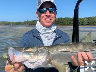 Dave Reinhart, Dan's Dad, from Pittsfield, MA had good action with snook and redfish on CAL jigs with grubs fishing Gasparilla Sound with Capt. Rick Grassett recently.