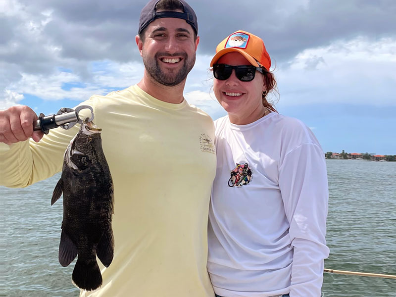 Lauren and Shane from Columbus Ohio caught this cute Tripletale while fishing in Sarasota bay on his birthday.