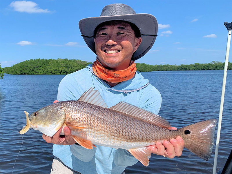 Jon Yenari, from Sarasota, had good action catching and releasing reds and snook in shallow water on DOA CAL Shads while fishing Gasparilla Sound with Capt. Rick Grassett last October.