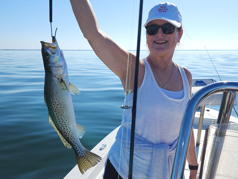 Erin Schwartz caught some nice trout, and mackerel on flies and jigs.