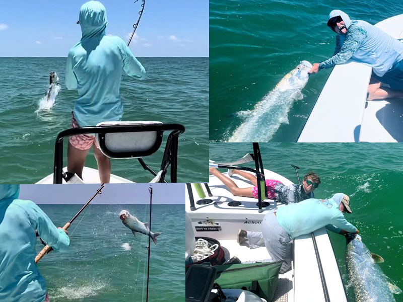Cliff Ondercin and his son, Mason, from Sarasota, fished a couple of days in the coastal gulf for tarpon