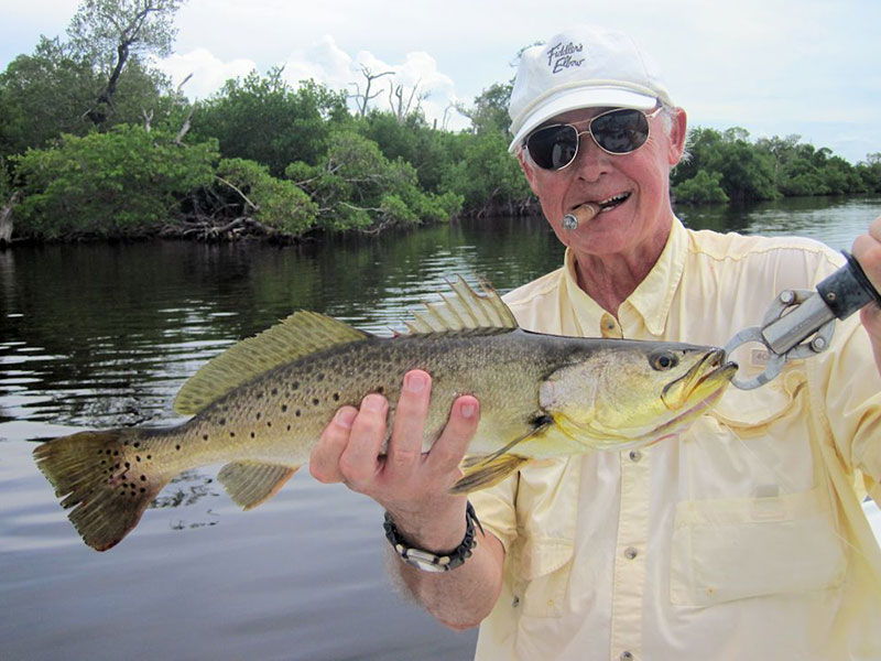 Keith McClintock, from Lake Forest, IL, with a back country trout caught and released on a CAL jig with a jerk worm.