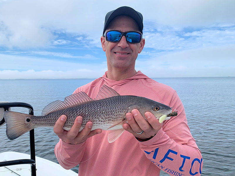 Jim Asch, from WI, had some action catching and releasing reds on CAL jigs with grubs while fishing Sarasota Bay with Capt. Rick Grassett recently.
