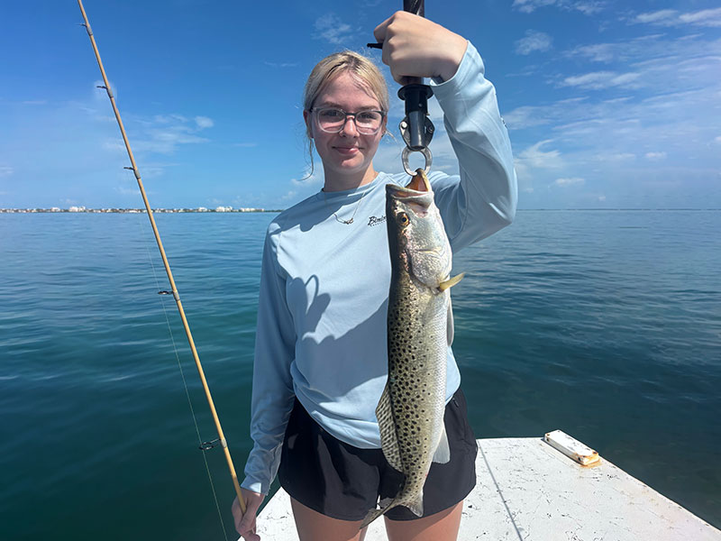 Kaylie, from South Dakota caught this beautiful spotted sea trout.