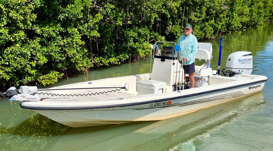 Captain Terry Simmons aboard his 22' Bay Ranger.